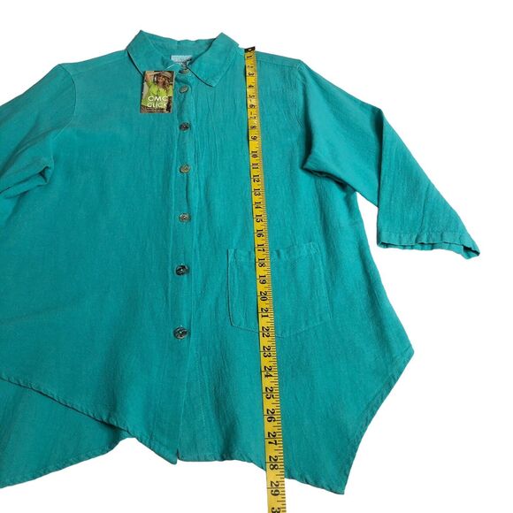 CMC Color Me Cotton Top Womens M Aqua Tunic Asymmetric Oversized Lagenlook NWT - Picture 10 of 15